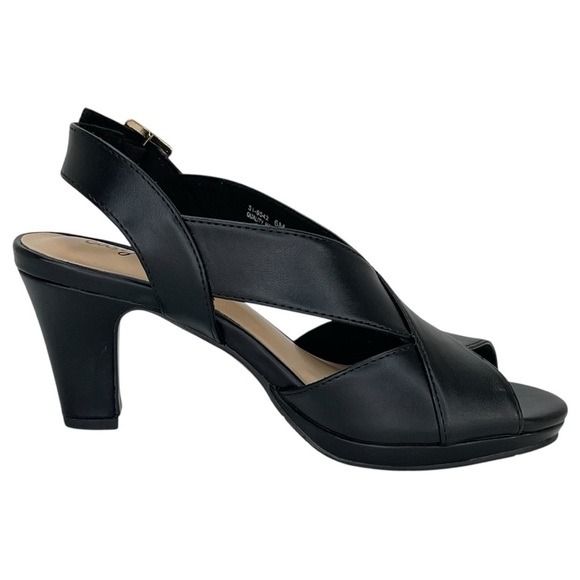 Easy Street Christy Black Faux Leather Criss Cross Womens Heels Size 6.5M - Picture 6 of 11